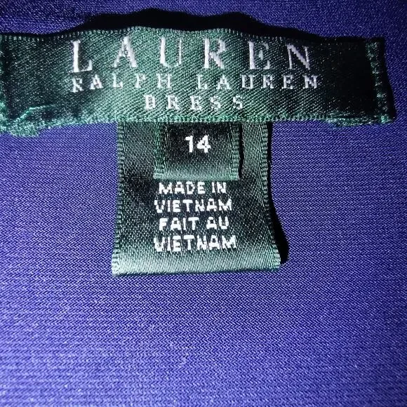 RALPH LAUREN Women's Blue Long Sleeve Boat Neck Dress Size 14 BG13 - Picture 4 of 4